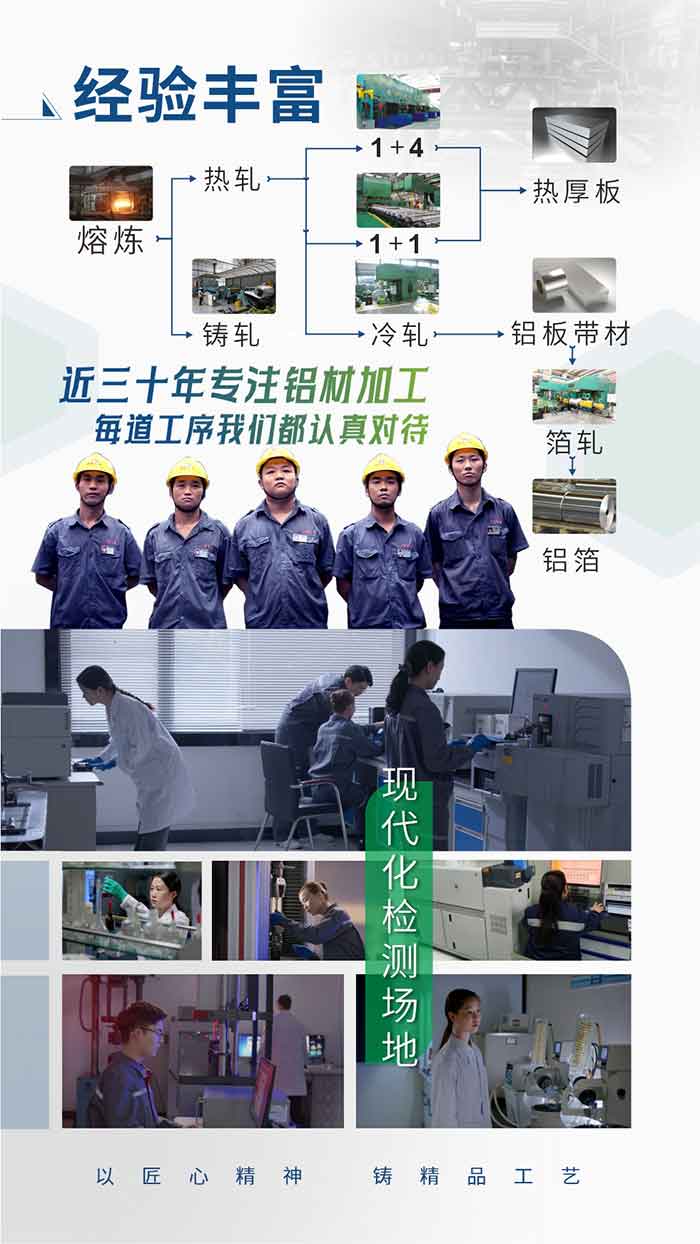 经验丰富：近三十年专注铝材加工;每道工序我们都认真对待;现代化检测场地;以匠心精神、铸精品工艺。
