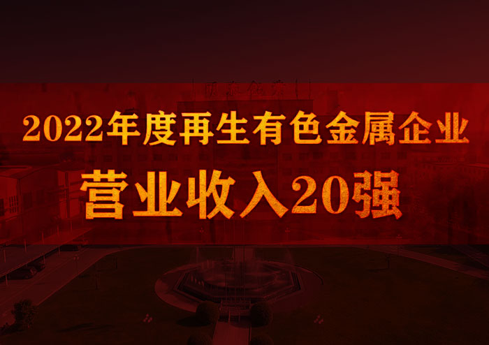 云顶集团铝业荣获“2022年度再生有色金属企业营业收入20强”